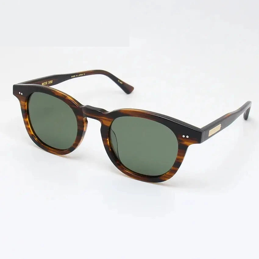 Black Mask Unisex Full Rim Square Acetate Polarized Sunglasses 4946 - Tortoise-Green / As Shown