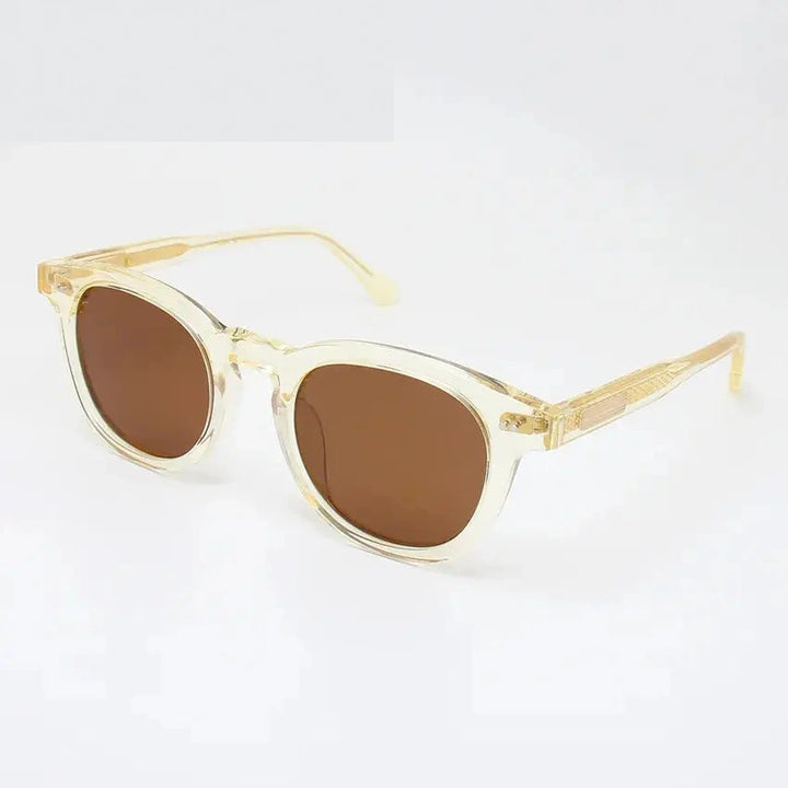 Black Mask Unisex Full Rim Square Acetate Polarized Sunglasses 4946 - Yellow-Dark Brown / As Shown