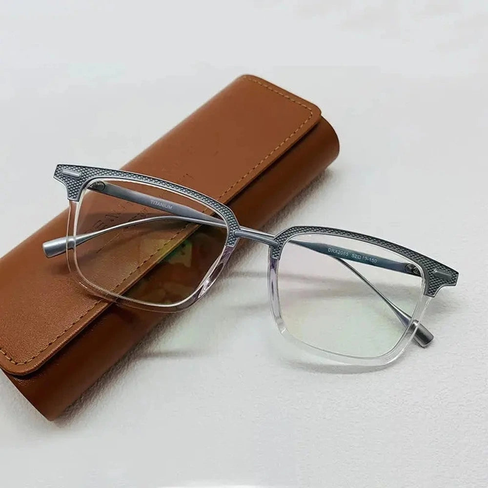 Black Mask Unisex Full Rim Square Acetate Titanium Eyeglasses 192085 - Black