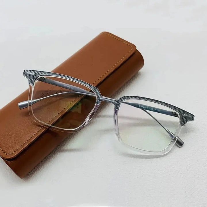 Black Mask Unisex Full Rim Square Acetate Titanium Eyeglasses 192085 - Black