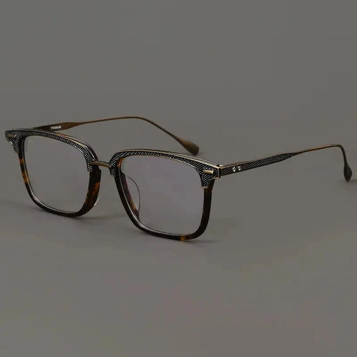 Black Mask Unisex Full Rim Square Acetate Titanium Eyeglasses 192085 - Crystal-Silver