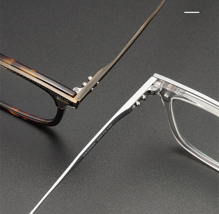 Black Mask Unisex Full Rim Square Acetate Titanium Eyeglasses 192085 - Size Chart