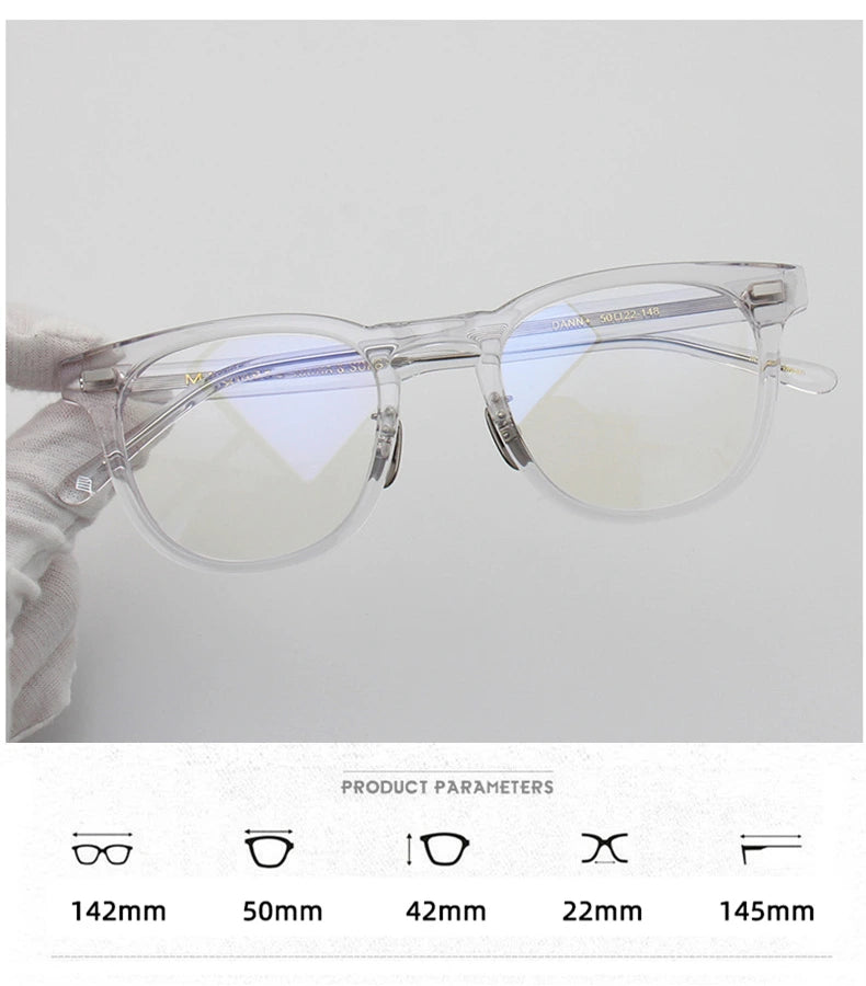 Black Mask Unisex Full Rim Square Acetate Titanium Eyeglasses 94142 - Size Chart