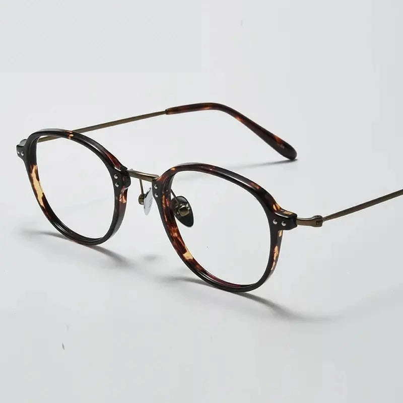 Black Mask Unisex Full Rim Square Acetate Titanium Eyeglasses 366033 - Tortoise