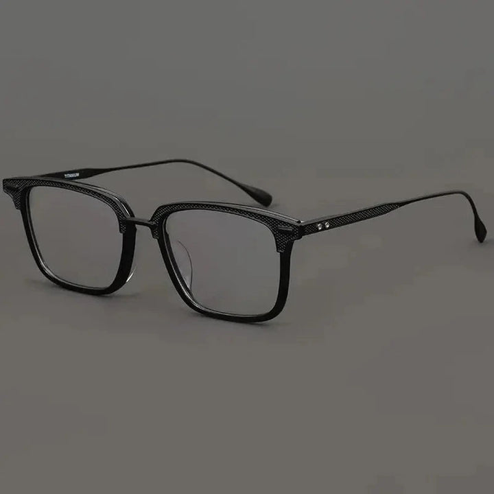Black Mask Unisex Full Rim Square Acetate Titanium Eyeglasses 192085 - Tortoise