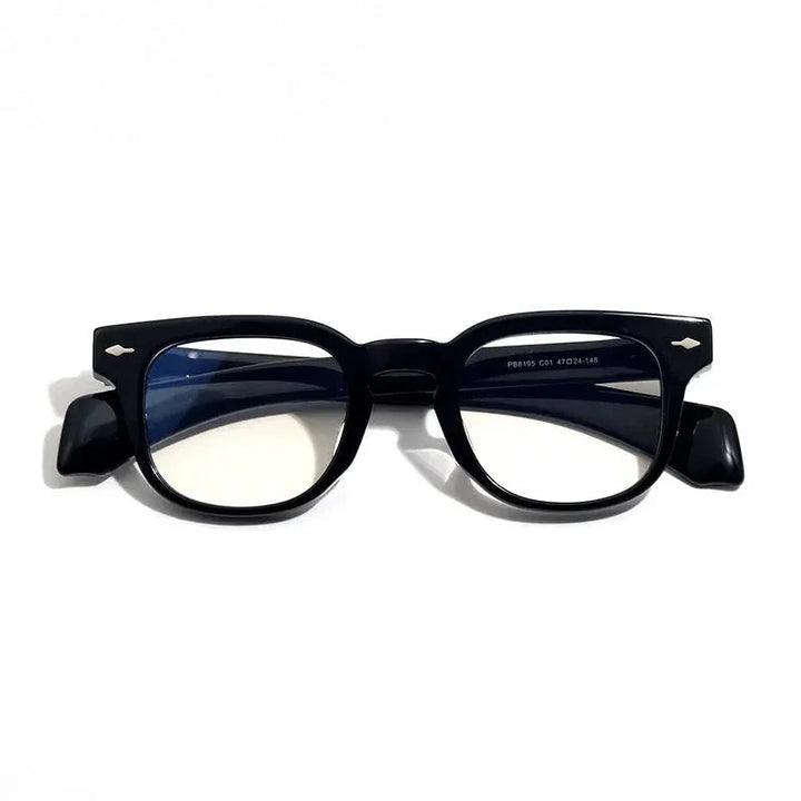 Black Mask Unisex Full Rim Square Brow Line Acetate Eyeglasses 368195 - Black