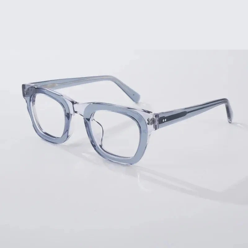 Black Mask Unisex Full Rim Square Brow Line Acetate Eyeglasses 838173 - Blue