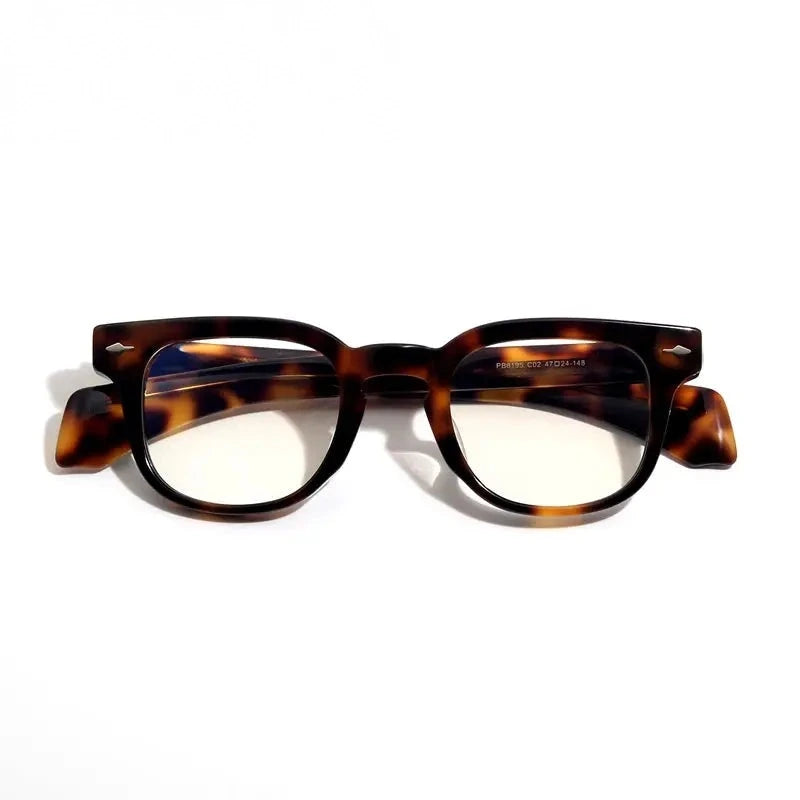 Black Mask Unisex Full Rim Square Brow Line Acetate Eyeglasses 368195 - Tortoise