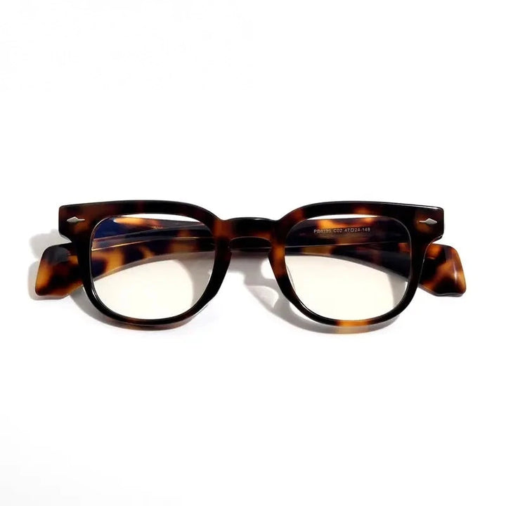 Black Mask Unisex Full Rim Square Brow Line Acetate Eyeglasses 368195 - Tortoise