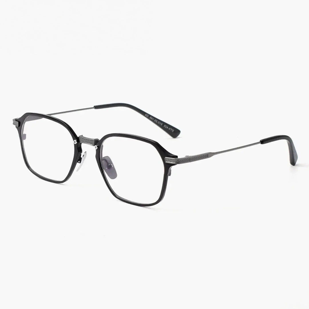 Black Mask Unisex Full Rim Square Titanium Acetate Eyeglasses 812425 - Black-Gray