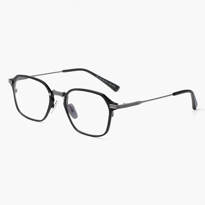 Black Mask Unisex Full Rim Square Titanium Acetate Eyeglasses 812425 - Black-Gray