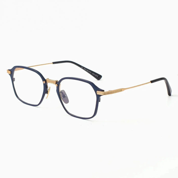 Black Mask Unisex Full Rim Square Titanium Acetate Eyeglasses 812425 - Blue-Gold