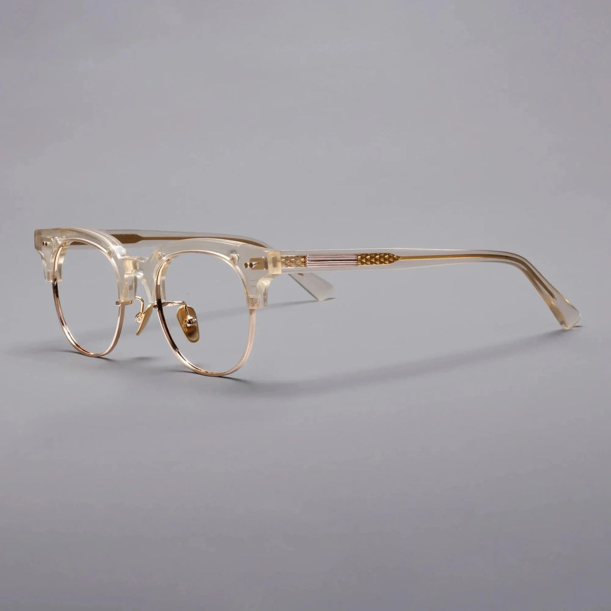 Black Mask Unisex Full Rim Square Titanium Acetate Eyeglasses 366711 - Clear Yellow