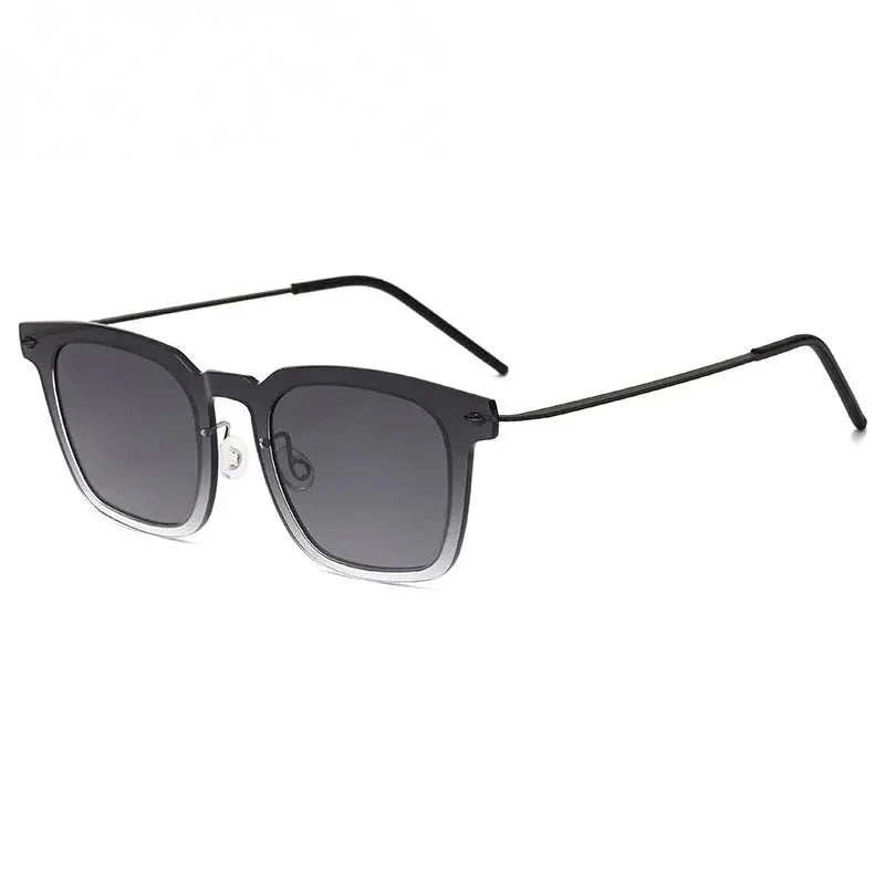 Black Mask Unisex Full Rim Square Titanium Acetate Sunglasses 638346 - Gradient Gray / As Shown