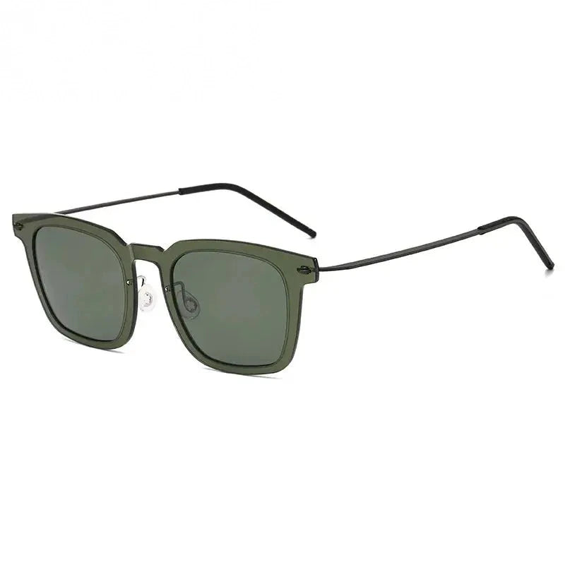 Black Mask Unisex Full Rim Square Titanium Acetate Sunglasses 638346 - Green / As Shown