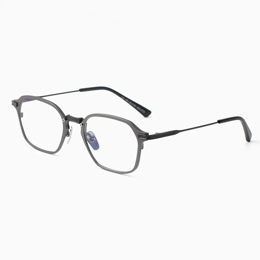 Black Mask Unisex Full Rim Square Titanium Acetate Eyeglasses 812425 - Gun Gray