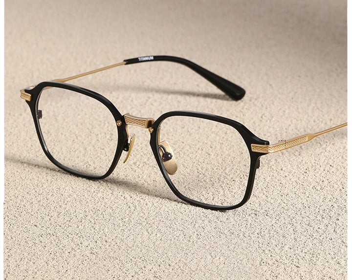 Black Mask Unisex Full Rim Square Titanium Acetate Eyeglasses 812425 - Size Chart