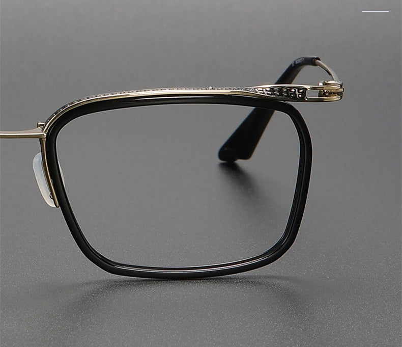 Black Mask Unisex Full Rim Square Titanium Acetate Eyeglasses 80863 - Size Chart