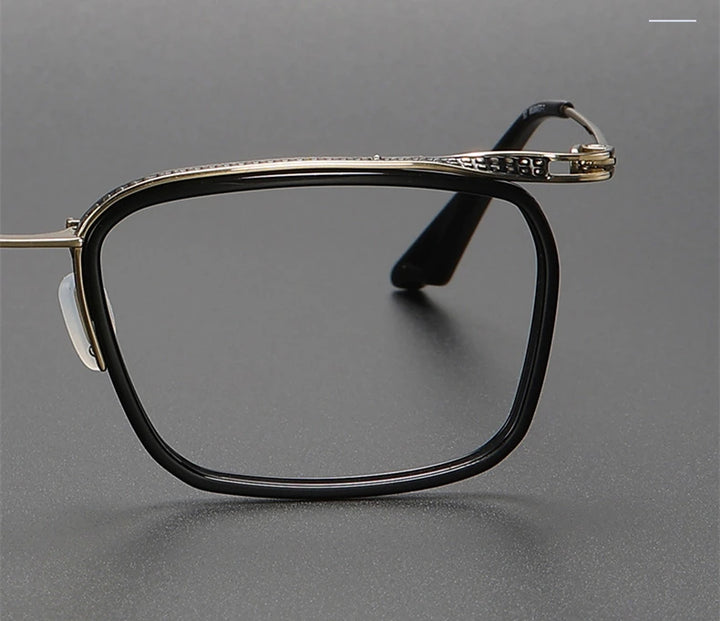 Black Mask Unisex Full Rim Square Titanium Acetate Eyeglasses 80863 - Size Chart