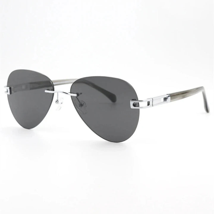 Black Mask Unisex Rimless Pilot Titanium Sunglasses BM-1104 - Size Chart