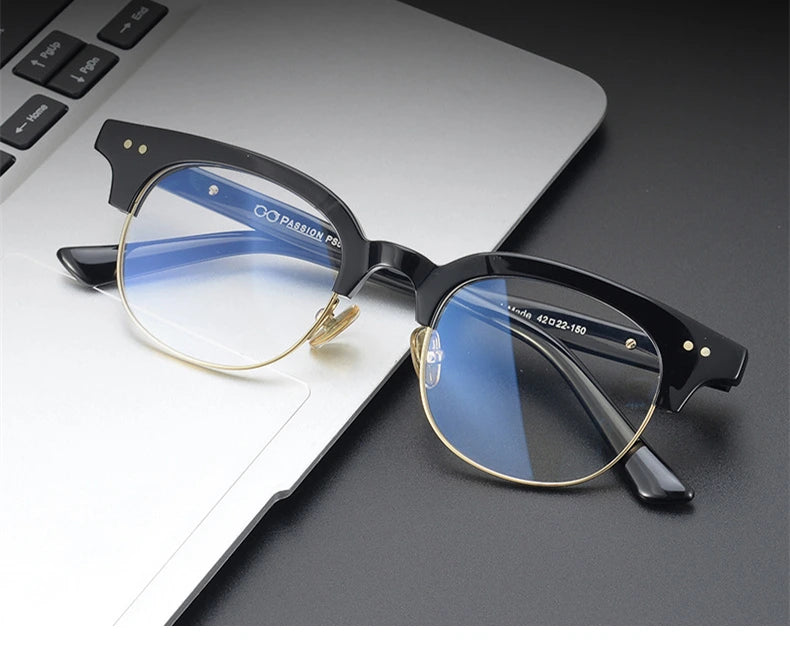 Black Mask Unisex Semi Rim Square Acetate Eyeglasses 15022 - Size Chart