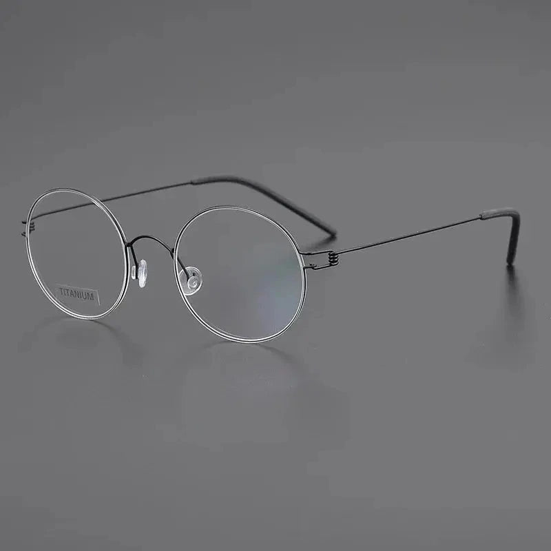 Black Mask Women's Full Rim Round Screwless Titanium Eyeglasses 195003 - Black