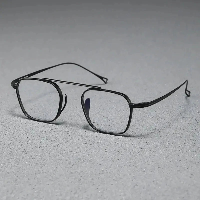 Black Mask Women's Full Rim Square Brow Line Titanium Eyeglasses 639501 - Black