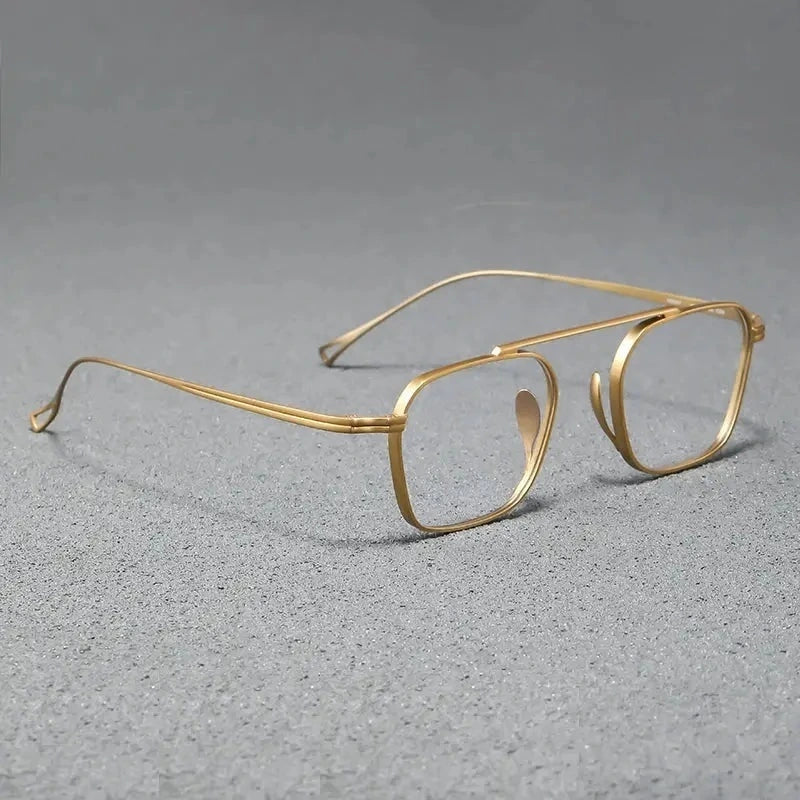 Black Mask Women's Full Rim Square Brow Line Titanium Eyeglasses 639501 - Gold