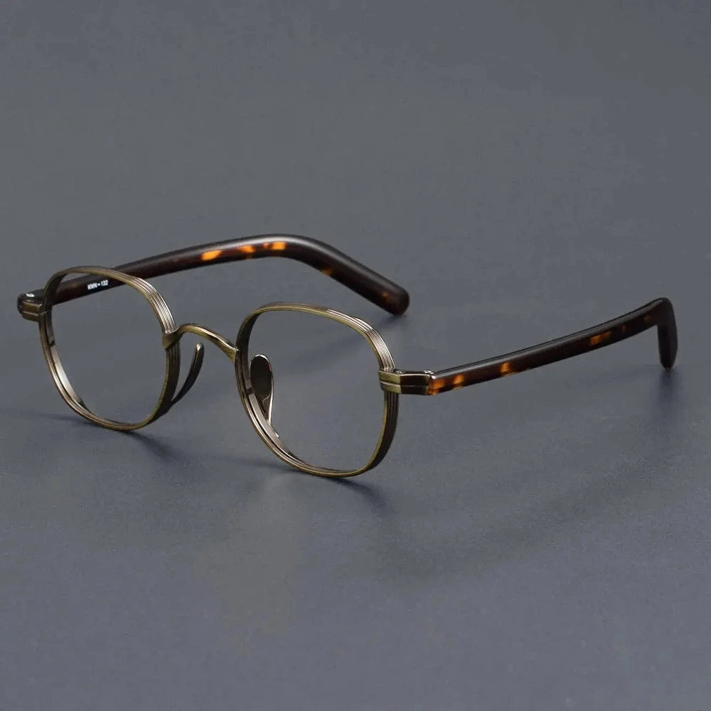Black Mask Women's Full Rim Square Titanium Acetate Eyeglasses 366132 - Tortoise-Bronze