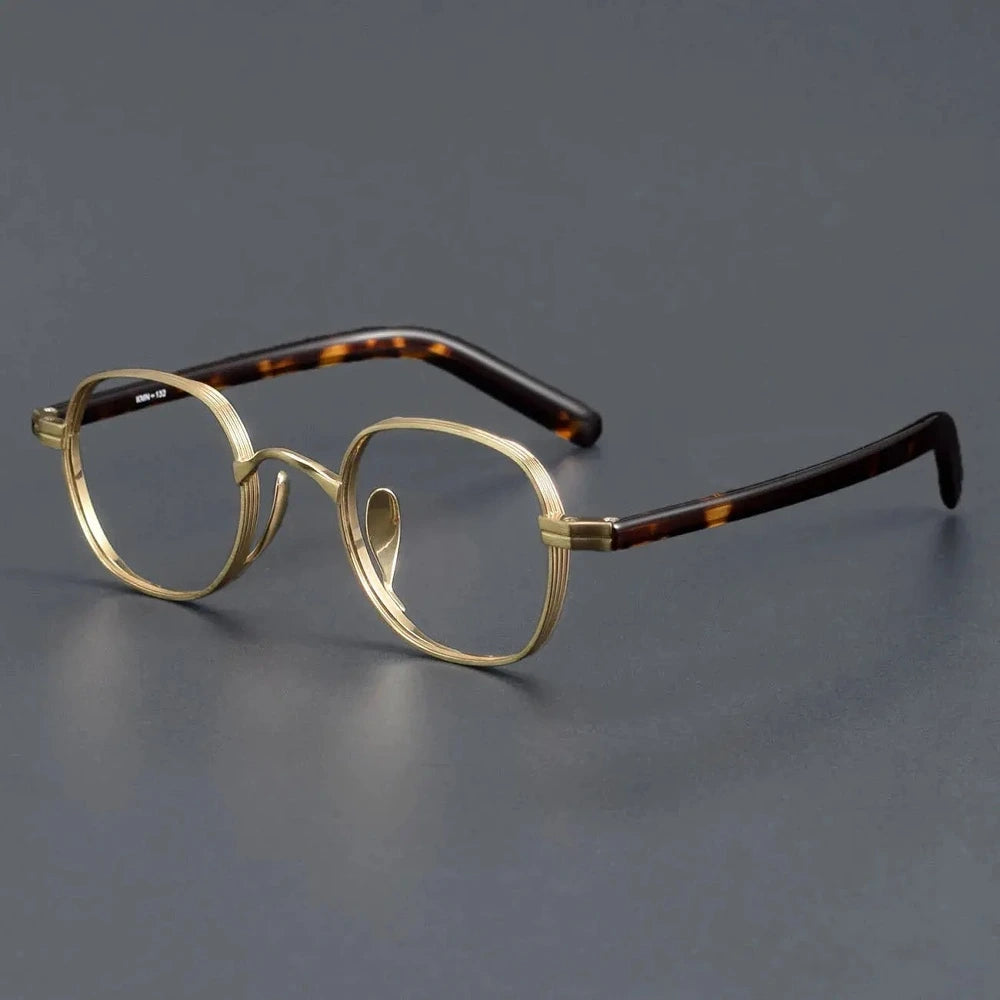 Black Mask Women's Full Rim Square Titanium Acetate Eyeglasses 366132 - Tortoise-Gold
