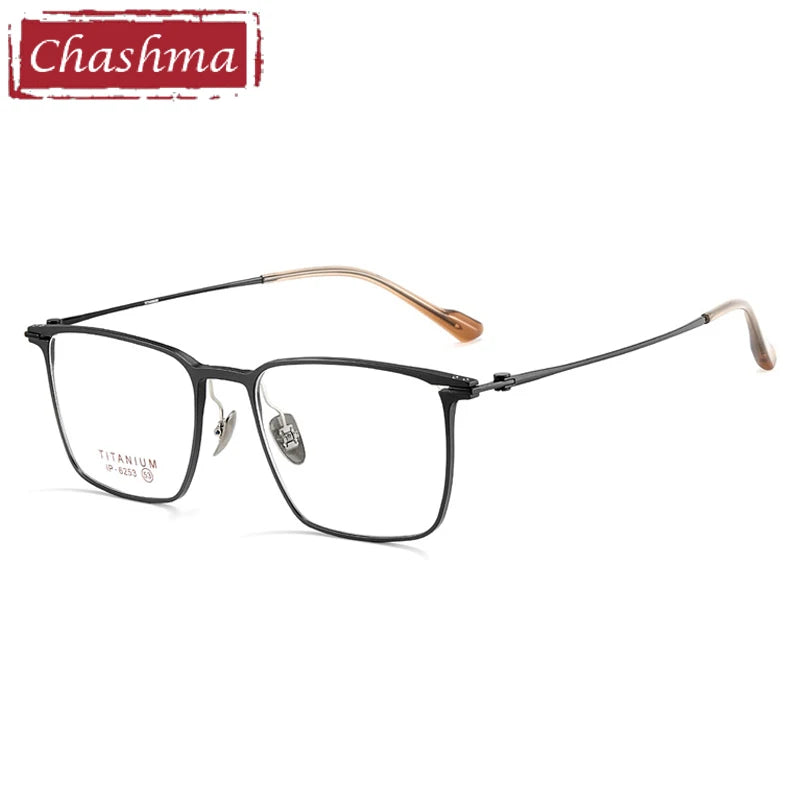 Chashma Ottica Men's Full Rim Square Titanium Eyeglasses 406253 - Black