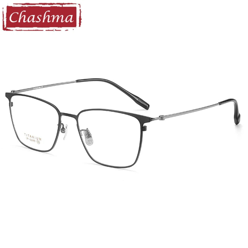 Chashma Ottica Men's Full Rim Big Square Titanium Eyeglasses 406249 - Black-Gray