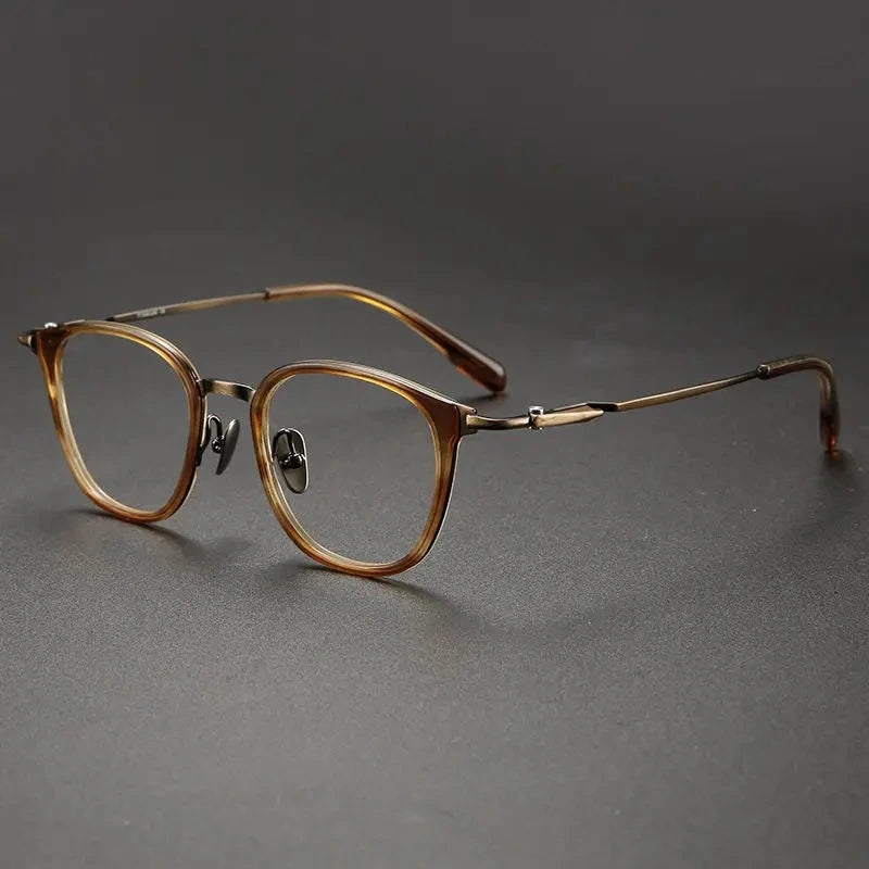 Blackmask Unisex Full Rim Oval Titanium Acetate Eyeglasses BM-0059 - Brown Stripes