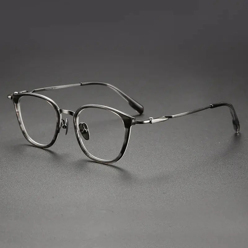 Blackmask Unisex Full Rim Oval Titanium Acetate Eyeglasses BM-0059 - Gray Stripes