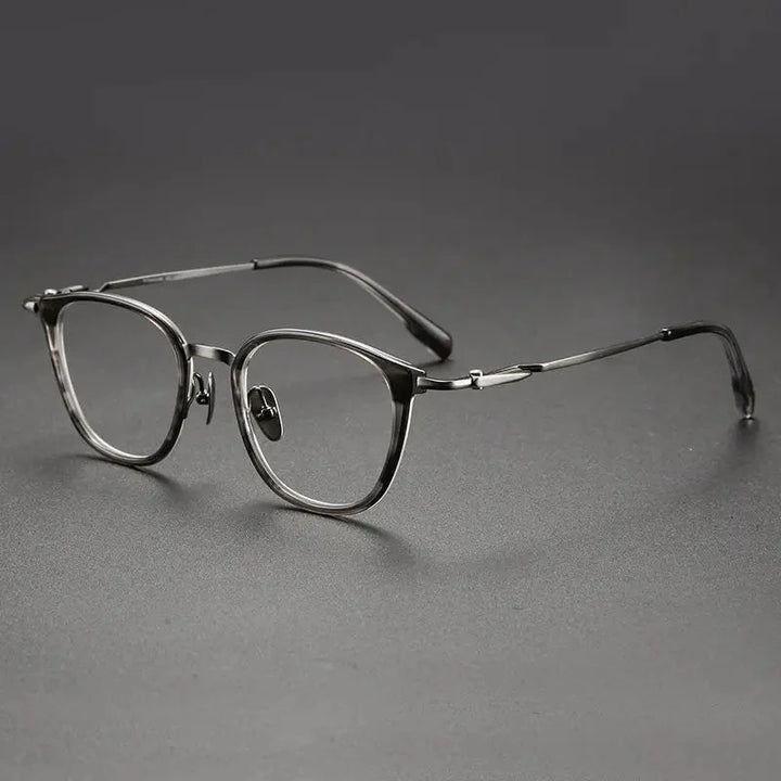 Blackmask Unisex Full Rim Oval Titanium Acetate Eyeglasses BM-0059 - Gray Stripes