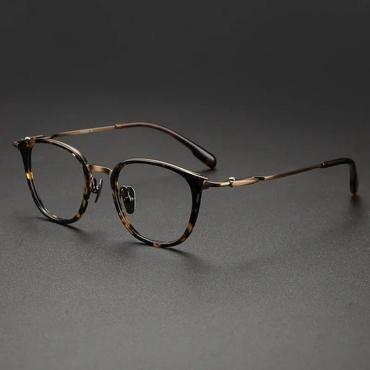 Blackmask Unisex Full Rim Oval Titanium Acetate Eyeglasses BM-0059 - Tortoise-Bronze