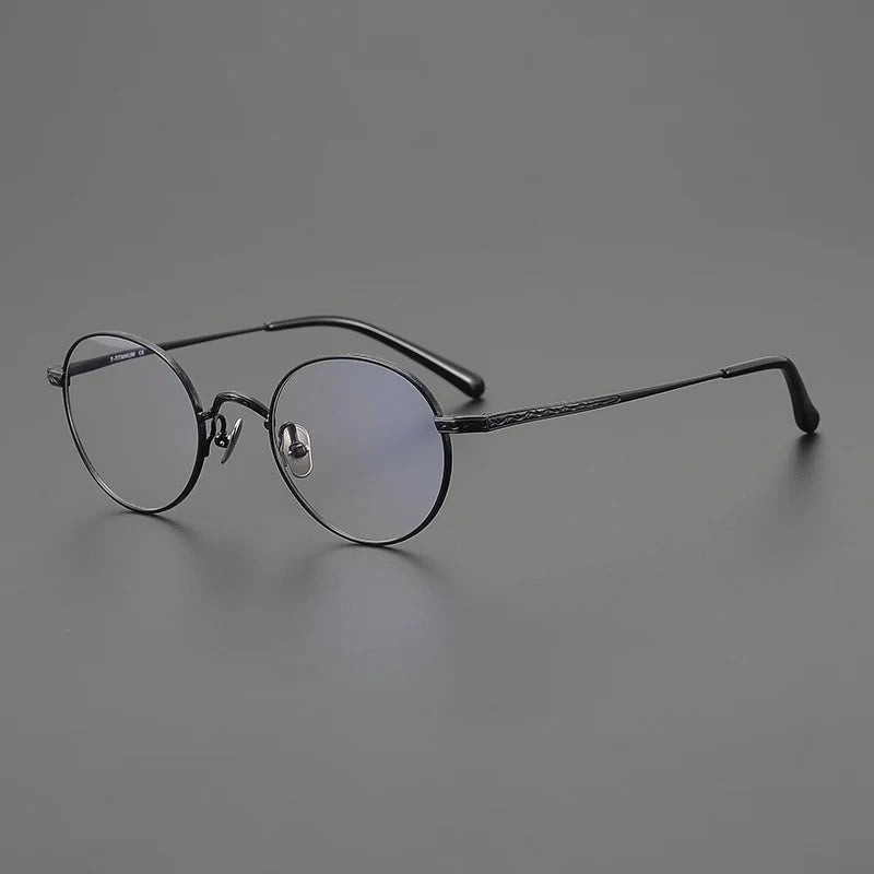 Blackmask Unisex Full Rim Round Pure Titanium Eyeglasses BM-01TR - Black