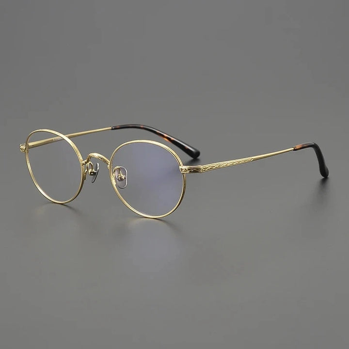 Blackmask Unisex Full Rim Round Pure Titanium Eyeglasses BM-01TR - Gold