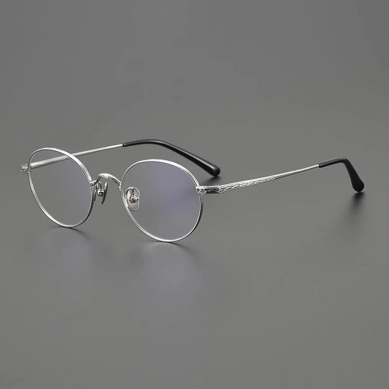 Blackmask Unisex Full Rim Round Pure Titanium Eyeglasses BM-01TR - Silver