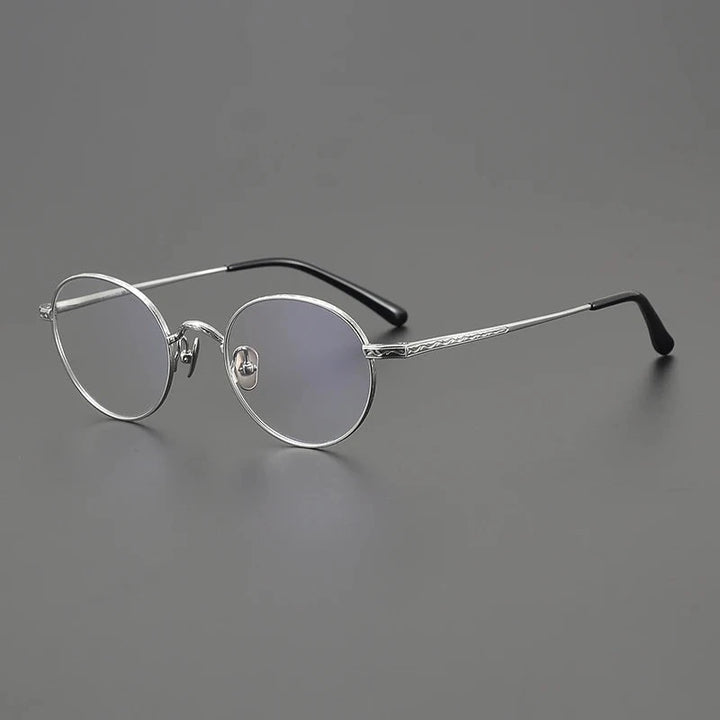 Blackmask Unisex Full Rim Round Pure Titanium Eyeglasses BM-01TR - Silver