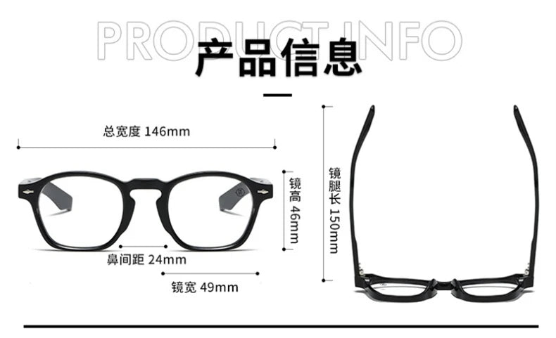 Blackmask Unisex Full Rim Square Acetate Eyeglasses BM-034 - Official Size Chart and Dimensions
