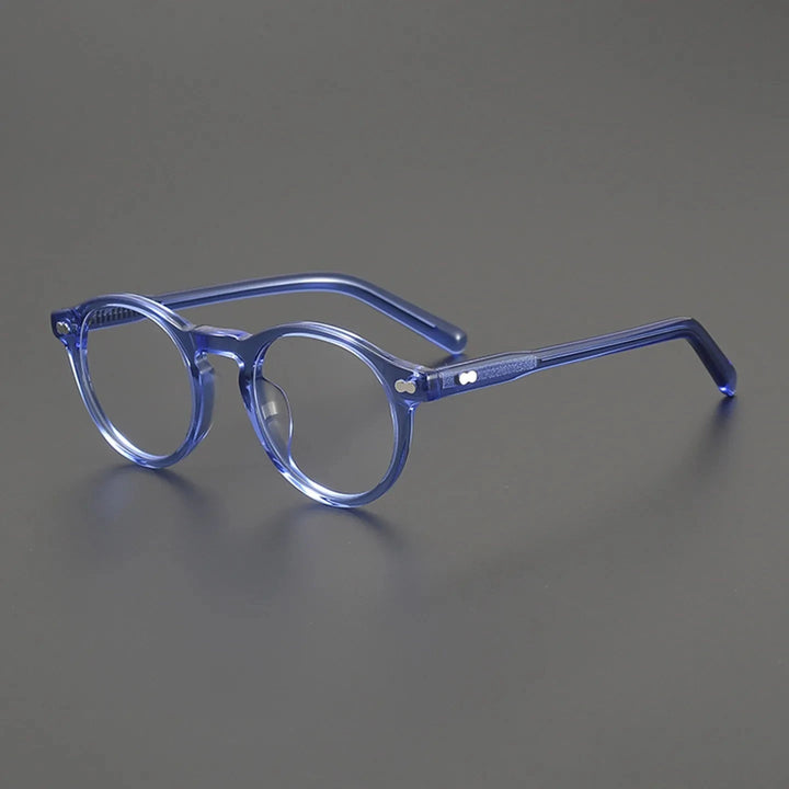 Blackmask Unisex Full Rim Round Acetate Eyeglasses BM-19401 - Blue