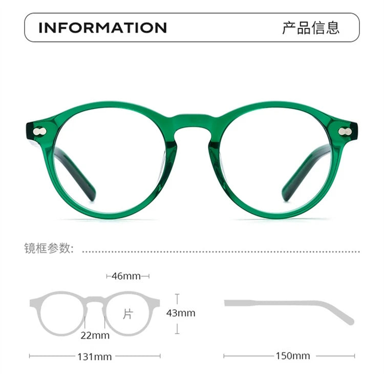 Blackmask Unisex Full Rim Round Acetate Eyeglasses BM-19401 - Official Size Chart and Dimensions