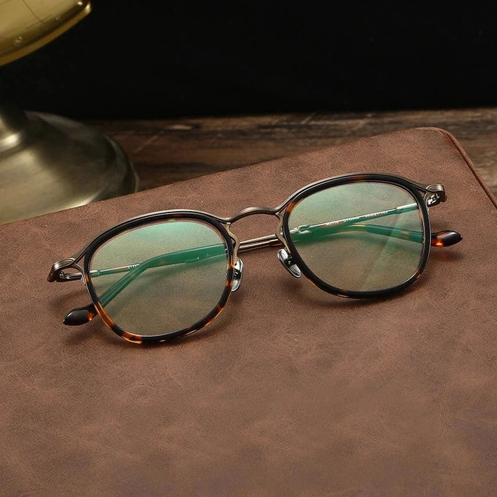 Blackmask Unisex Full Rim Square Titanium Acetate Eyeglasses BM-3118M - Tortoise-Bronze