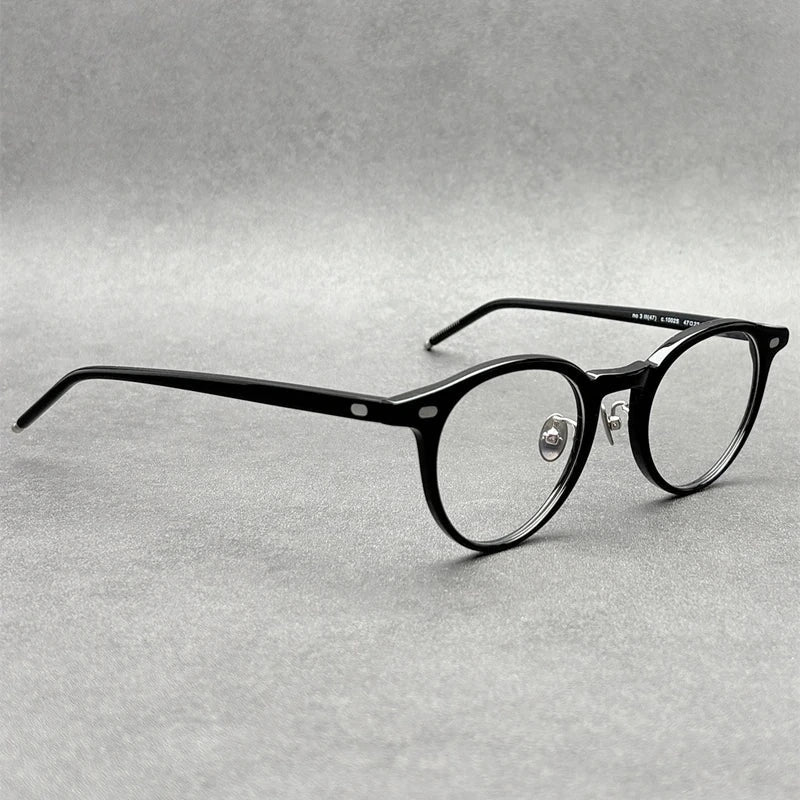 Blackmask Unisex Full Rim Round Acetate Eyeglasses BM-333 - Black