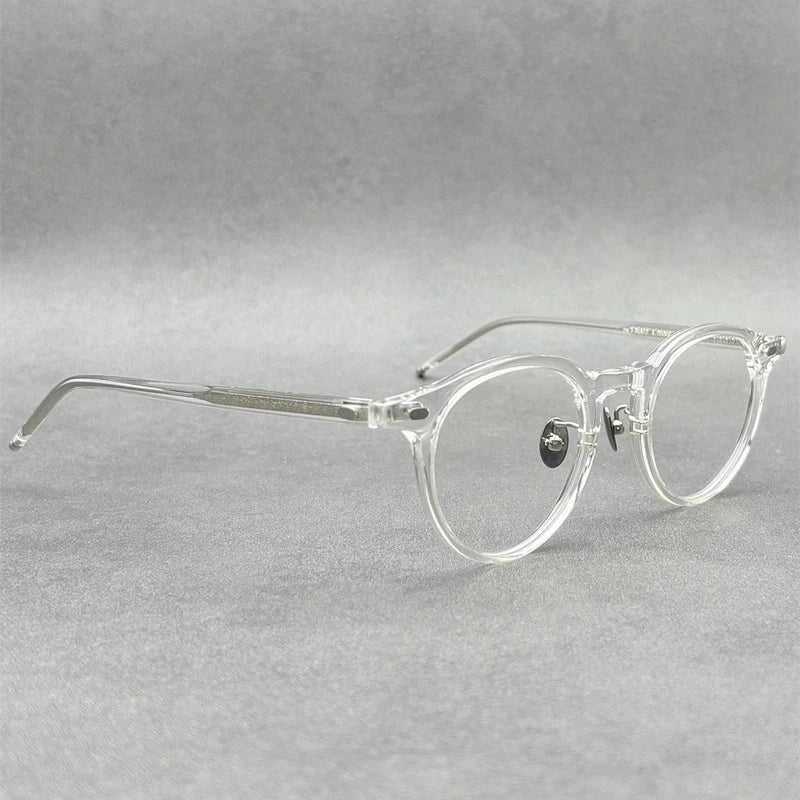 Blackmask Unisex Full Rim Round Acetate Eyeglasses BM-333 - Crystal