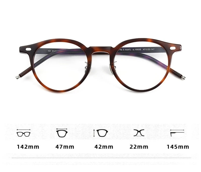 Blackmask Unisex Full Rim Round Acetate Eyeglasses BM-333 - Official Size Chart and Dimensions