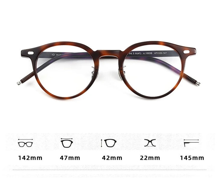 Blackmask Unisex Full Rim Round Acetate Eyeglasses BM-333 - Official Size Chart and Dimensions