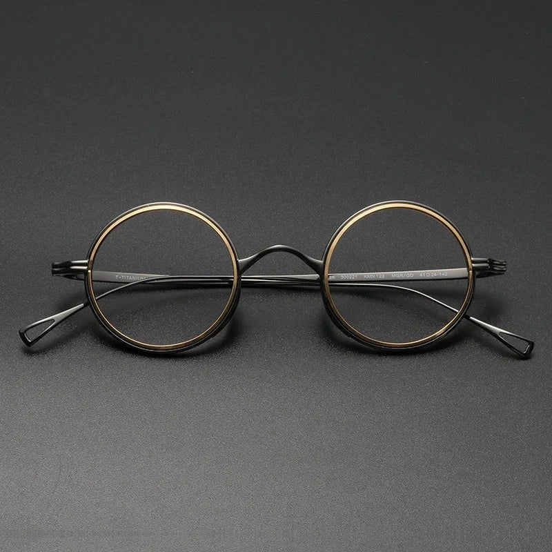 Blackmask Unisex Full Rim Round Titanium Acetate Eyeglasses BM-6080 - Gray-Gold