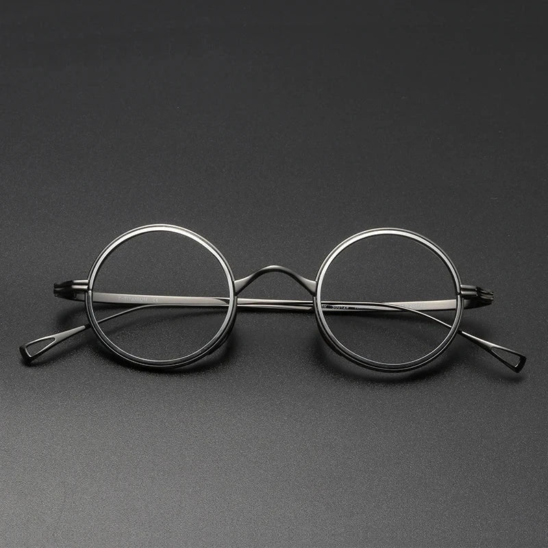 Blackmask Unisex Full Rim Round Titanium Acetate Eyeglasses BM-6080 - Gray-Silver